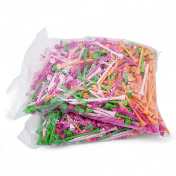 Premium Golf Tees by JP Lann NEON Orange Pink Green in Package - Picture 1 of 3